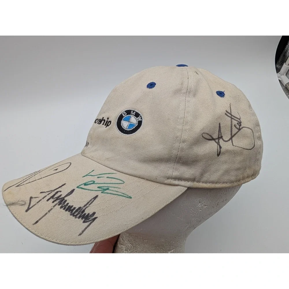 Ahead Vintage BMW Championship Golf Hat Tan Signed Autographed Adjustable Cap